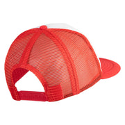 Fly Faux Leather Patched Flat Bill Trucker Snapback Cap - White Red OSFM