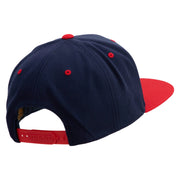 Mini Broken Heart Patched Classic Snapback Wool Blend 2 Tone Cap - Navy-Red OSFM
