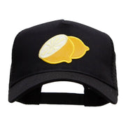 Large Lemon Solid Cotton Twill 5 panel Mesh Back Patched Cap