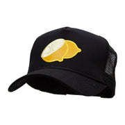 Large Lemon Solid Cotton Twill 5 panel Mesh Back Patched Cap