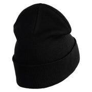 Small Banana Fruit Iron on Patched 12 Inch Long Knitted Beanie - Black OSFM