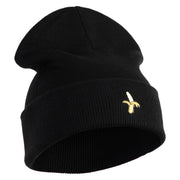 Small Banana Fruit Iron on Patched 12 Inch Long Knitted Beanie - Black OSFM