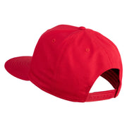 Old English S Faux Leather Patched Cotton Flat Bill Pro Cap - Red OSFM