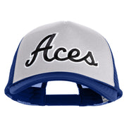 Aces Black Patched Summer Foam Mesh Trucker Cap - Royal White OSFM
