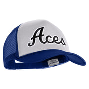 Aces Black Patched Summer Foam Mesh Trucker Cap - Royal White OSFM