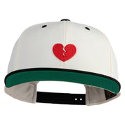 Mini Broken Heart Patched Classic Snapback Wool Blend 2 Tone Cap - Natural-Black OSFM