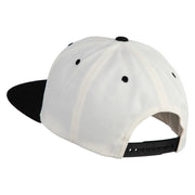 Mini Broken Heart Patched Classic Snapback Wool Blend 2 Tone Cap - Natural-Black OSFM