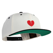 Mini Broken Heart Patched Classic Snapback Wool Blend 2 Tone Cap - Natural-Black OSFM
