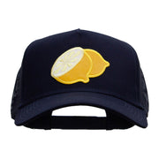 Large Lemon Solid Cotton Twill 5 panel Mesh Back Patched Cap