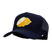 Large Lemon Solid Cotton Twill 5 panel Mesh Back Patched Cap