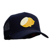 Large Lemon Solid Cotton Twill 5 panel Mesh Back Patched Cap