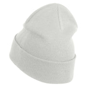 Small Banana Fruit Iron on Patched 12 Inch Long Knitted Beanie - White OSFM