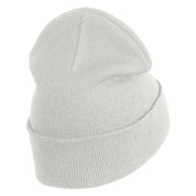 Small Banana Fruit Iron on Patched 12 Inch Long Knitted Beanie - White OSFM