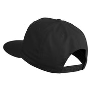 Old English S Faux Leather Patched Cotton Flat Bill Pro Cap - Black OSFM