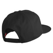 Old English S Faux Leather Patched Cotton Flat Bill Pro Cap - Black OSFM