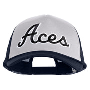 Aces Black Patched Summer Foam Mesh Trucker Cap - Navy White OSFM