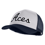 Aces Black Patched Summer Foam Mesh Trucker Cap - Navy White OSFM