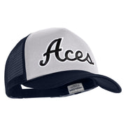 Aces Black Patched Summer Foam Mesh Trucker Cap - Navy White OSFM