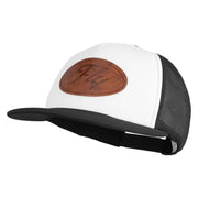 Fly Faux Leather Patched Flat Bill Trucker Snapback Cap - White Black OSFM