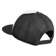 Fly Faux Leather Patched Flat Bill Trucker Snapback Cap - White Black OSFM