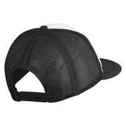 Fly Faux Leather Patched Flat Bill Trucker Snapback Cap - White Black OSFM