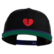 Mini Broken Heart Patched Classic Snapback Wool Blend 2 Tone Cap - Black-Purple OSFM