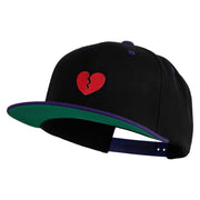 Mini Broken Heart Patched Classic Snapback Wool Blend 2 Tone Cap - Black-Purple OSFM