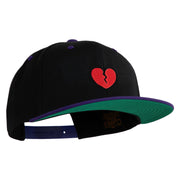 Mini Broken Heart Patched Classic Snapback Wool Blend 2 Tone Cap - Black-Purple OSFM