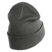 Small Banana Fruit Iron on Patched 12 Inch Long Knitted Beanie - Black Marled OSFM