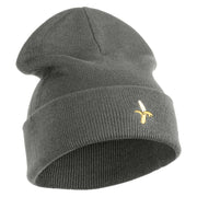 Small Banana Fruit Iron on Patched 12 Inch Long Knitted Beanie - Black Marled OSFM