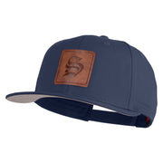 Old English S Faux Leather Patched Cotton Flat Bill Pro Cap - Navy OSFM