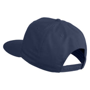 Old English S Faux Leather Patched Cotton Flat Bill Pro Cap - Navy OSFM