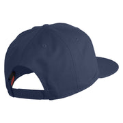 Old English S Faux Leather Patched Cotton Flat Bill Pro Cap - Navy OSFM