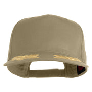 Scrambled Eggs Gold Patched Solid Cotton Twill 5 Panel Prostyle Snap Cap - Khaki OSFM