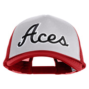 Aces Black Patched Summer Foam Mesh Trucker Cap - Red White OSFM