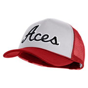 Aces Black Patched Summer Foam Mesh Trucker Cap - Red White OSFM