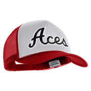 Aces Black Patched Summer Foam Mesh Trucker Cap - Red White OSFM