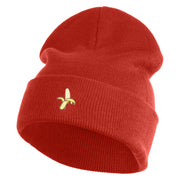 Small Banana Fruit Iron on Patched 12 Inch Long Knitted Beanie - Rust OSFM