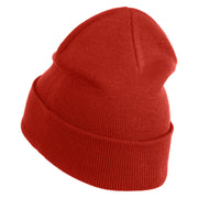 Small Banana Fruit Iron on Patched 12 Inch Long Knitted Beanie - Rust OSFM