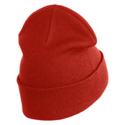 Small Banana Fruit Iron on Patched 12 Inch Long Knitted Beanie - Rust OSFM