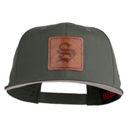 Old English S Faux Leather Patched Cotton Flat Bill Pro Cap - Charcoal OSFM