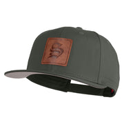 Old English S Faux Leather Patched Cotton Flat Bill Pro Cap - Charcoal OSFM
