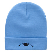 Canoe Ride Embroidered 12 Inch Long Knitted Beanie - Sky-Blue OSFM