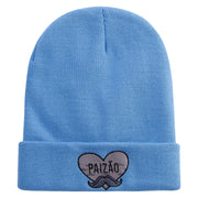 Beard Papi Embroidered 12 Inch Long Knitted Beanie - Sky-Blue OSFM