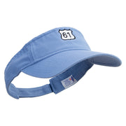 Highway 61 Embroidered Pro Style Cotton Twill Washed Visor - Lt-Blue OSFM