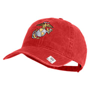 US Marine Corps Emblem Embroidered Washed Solid Pigment Dyed Cotton Twill Brass Buckle Cap - Red OSFM