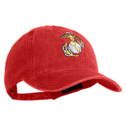 US Marine Corps Emblem Embroidered Washed Solid Pigment Dyed Cotton Twill Brass Buckle Cap - Red OSFM