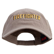 Firefighter Logo Embroidered Garment Washed Adjustable Army Cap - Khaki OSFM