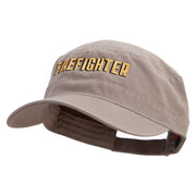 Firefighter Logo Embroidered Garment Washed Adjustable Army Cap - Khaki OSFM