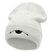 Canoe Ride Embroidered 12 Inch Long Knitted Beanie - White OSFM